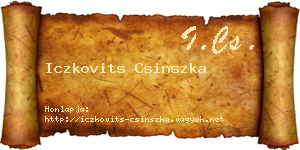 Iczkovits Csinszka névjegykártya